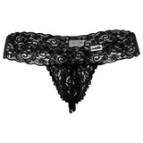 CandyMan 99315X Peek a Boo Lace Thongs Color Black