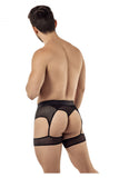 CandyMan 99403 Stripes Gaterbelt Thongs Color Black