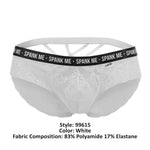 CandyMan 99615 Spank Me Lace Briefs Color White