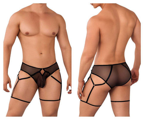 CandyMan 99625 Mesh Garter Briefs Color Black