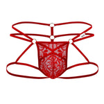 CandyMan 99671 Lace Jock Thongs Color Red