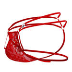 CandyMan 99671 Lace Jock Thongs Color Red