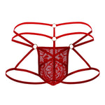 CandyMan 99671 Lace Jock Thongs Color Red