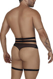 CandyMan 99677 Garter Thongs Two Piece Set Color Black