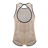 CandyMan 99683 Tulle Bodysuit Color Beige