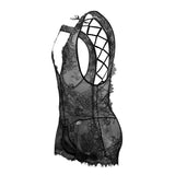 CandyMan 99743 Lace Bodysuit Color Black