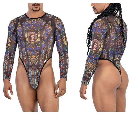 CandyMan 99814 Stained Glass Bodysuit Color Black-Print