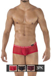 Clever 229937 3PK Australian Latin Trunks Trunks Color Red-Black-Grape