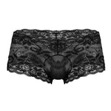 Male Power 127-280 Sassy Lace Mini Short Sheer Pouch Color Black