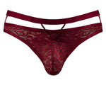 Male Power 446-289 Lucifer Cut Out Strappy Thong Color Burgundy