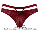 Male Power 446-289 Lucifer Cut Out Strappy Thong Color Burgundy