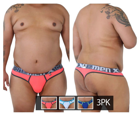 Xtremen 91031X-3 3PK Thongs Color Fuchsia-White-Blue